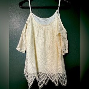 Lace top with cut out shoulders from local boutique!